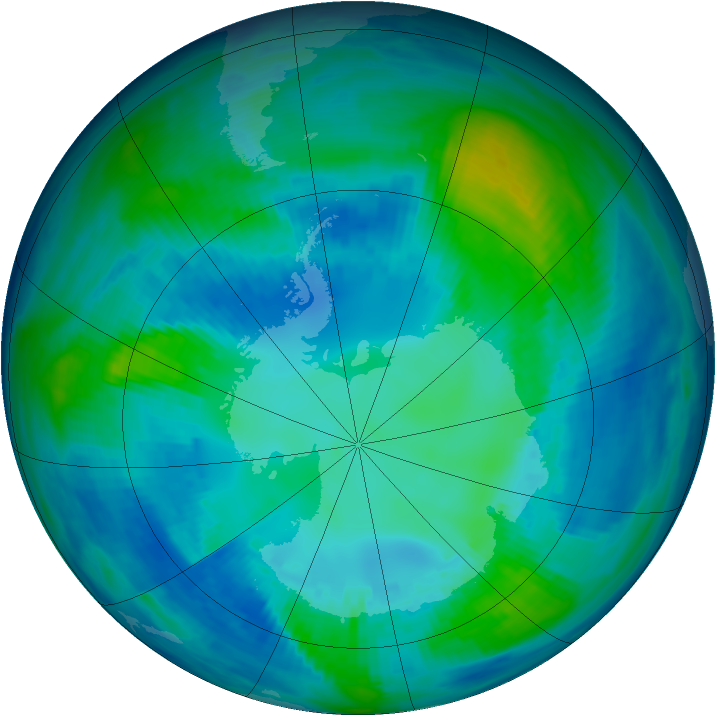Antarctic ozone map for 24 April 1998